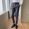 Mäns brittiska affärer Casual Pants Slim Byxor Trend Korean Fashion Straight Pants Men Clothing 240112