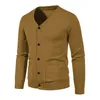 Mäns Solid Color V-hals Ultra-tunn Cardigan Knit Tröja Single Hair Fashionable Casual Warm Street Jacket M-5XL 240113