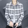 Herrjackor Autumn Casual Sports Male Jacket Spring Fashion Coat Slim-Fit Multi-Pocket Button Tooling Plaid