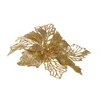 Decoratieve Bloemen 12 Stuks Glitter Kunstmatige Poinsettia Picks Voor Kerstkransen Garland Vakantie Decoratie (Gouden)