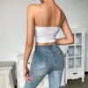 Damen Tanks Cami Top Frauen 2024 Sommer Rippstrick Bikini Patchwork Slash Neck Slim Skinny Rückenfrei Crop Casual Fashion Strap Tops