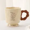 Tasses en céramique Style crème française, gobelets pour filles, pour Couples, tasses d'eau, dessin animé, petit déjeuner, expresso, café