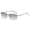 Lunettes de soleil Super Blue Light Presbytes Lunettes de lecture bifocales sans cadre Gris/marron Ultra pour hommes