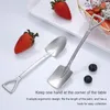 Forks Tools Ice Cream Spoon Long Handle Watermelon Coffee Retro Shovel Dessert Stainless Steel