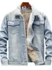 Homens inverno jean jaquetas outerwear quente denim casacos moda lã forro mais grosso plus size m8xl 240113