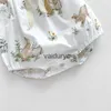 Rompers Milancel Summer Baby Bodysuits Floral Print Girls One Infant Bunny Clothing H240508