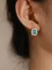Stud Earrings Fashion Gradient Blue Green Zircon For Women Men Particular Woman 2024 Trend Luxury Jewelry And Accessories