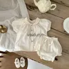 Vêtements Ensemble Nouveau Arrivée Baby Girl Clothing Set Soft Breathable Active Girls Tee et Bloomer 2 PCS SUIT Vêtements H240508