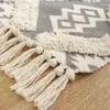 Carpets Geometric Wave Plush Braided Carpet With Tassels Cotton Hand Woven Printed Area Rug For Family Bedroom Window Non-slip Mat