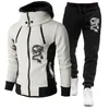 Baskı Sonbahar Kış Erkekler Takip Takım Man Zipper Ceket Pantolon 2 Parça Set Gündelik Gym Fitness Jogging Sportswear S-4XL 240113