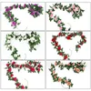 装飾的な花1pc偽のつる植物花柄のアーチ装飾ローズアイビーガーランド人工シミュレーションシルクローズ