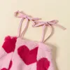 Clothing Sets Spring Valentine's Day Kids Girls Princess Clothes Knit Long Sleeve Turtleneck Tops Heart Fur Suspender Dress