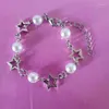 Bracelets de charme Punk Harajuku Metal Pentagram Star Bracelet pour femmes Egirl Vintage Perle Perlée Bijoux Esthétique Y2K Accessoires