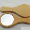 Specchi compatti Specchio in legno naturale Mano in legno Vintage 1 pezzo Vanità per trucco portatile tenuto con maniglia Espejo De Maquillaje Madera Houten Otwzk