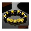 Krokowe powodzenia bogactwo Base Bracelets Black obsydian koraliki pixiu bransoletka feng shui dobrobyt Pi xiu dla mężczyzn Kobiet klejnot dhlwo