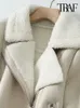 TRAF Vrouwen Mode Dikke Warme Winter Bont Kunstleer Cropped Jasje Vintage Lange Mouw Vrouwelijke Bovenkleding Chic Tops 240112