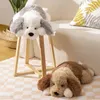 Lovely Long Hair Lying Dog Toy Soft Plush Animal Pillow Stuffed Puppy Doll Baby Cartoon Cushion Girl Kids Birthday Gift 240113