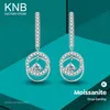 KNB 05CT Certyfikowany diamentowy ślub podwójnie okrągły długie kolczyki dla kobiet Real 925 Srebrna biżuteria 240112