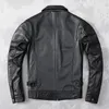.Wholesales Mens casual black genuine leather jacket.slim style business cowhide coat.plus father's leather cloth 240112