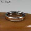 4 mm Tungsten Carbide Ring Vintage Koa Wood InRlay for Women Men Men Wedding Radze Biżuteria Prezent Fatted Edges High Polished Comfort Fit 240112