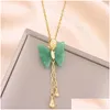 Pendant Necklaces Vintage Elegant Green Butterfly For Women Trendy Female Tassels Neck Chain Jewelry Ladies Party Accessories Drop De Dhuyv