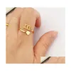 Band Rings Heart Charm Luck Angel Number Ring Stainless Steel Adjustable Size Wedding Band Anniversary Promise Drop Delivery Jewelry Dhka1