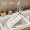 Kitchen Storage Sponge Holder For Sink Exempted Point Shelf Water Faucet Wall -mounted Wipe Draining Rack