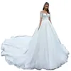 Long Train Church A Line Vestidos de casamento para noiva mangas compridas apliques de renda pura pescoço elegante marfim tule vestidos de noiva 2024 primavera robe de mariee