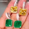 KQDance 925 Sterling Gümüş ile 12mm Kare Siyah Pembe Sarı Kırmızı Mavi Taş Laboratuar Elmas Ruby Emerald Damla Küpe Kadınlar 240113