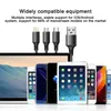 3 in 1 1,2 m nylon gevlochten mobiele telefoonkabels Multi-poort USB snellaadkabel Type C Micro USB Android-laadsnoer voor Xiaomi Samsung Huawei-telefoons met PP-pakket