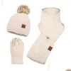 Chapeaux Echarpes Gants Ensembles Chapeaux Echarpes Gants Ensembles Design Mode Hiver Tricoté Écharpe Chapeau Ensemble Épais Chaud Sklies Bonnets Pour Femmes O Dhc1D