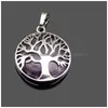 Nouveau pendentif en pierre naturelle pierre précieuse arbre de vie charmes collier à faire soi-même pour femmes hommes bijoux livraison directe Dhjfg