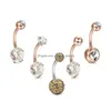 New 316L Steel Y Round Belly Button Rings Zircon Bead Crystal Jewelry Navel Bar Body Piercing Drop Delivery Dhebs