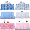 6ft Witte Tule Tafelrok Voor Rechthoek Ronde Ruche Tutu Tafelkleed Bruiloft Baby Shower Verjaardagsfeestje Decor 240112