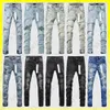 Jeans de designer para homens jeans roxos High Street Denim Rasgar Europa e Estados Unidos Moda Maré Fit Buraco Hip-Hop Slim Jean Calças