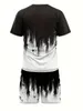 Summer Black and White Tracksuit Short Sleeve T Shirt Set Men Sport Suit Casual 2 Piece Outfits Manliga sportkläder för 240112