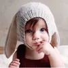 Nouveaux chapeaux chapeaux dessin animé lapin longue oreille chapeau tricoté pour bébé automne hiver infantile bonnet casquette couleur unie mignon lapin enfant en bas âge enfants oreillette Bonnet
