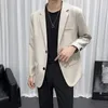 Ternos masculinos 2024 primavera coreano blazer casaco de alta qualidade moda masculina casual gelo seda respirável terno jaqueta casamento negócios 4xl