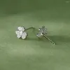 Boucles d'oreilles en argent Sterling 925, fleur en Zircon pour femmes et filles, mode Simple, Design plante porte-bonheur, bijoux cadeau de fête, goutte