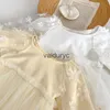 Rompers Milancel 2023 Nieuwe babymeisjes kleding gaas bodysuit baby één stuk peuter verjaardagskleding H240508