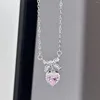 Pendant Necklaces Y2k Pink Heart Necklace For Women Girls Sparkling Drop Anniversary Gift Trendy Jewelry