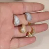 Boucles d'oreilles plaquées or 18 carats Micro Pave Bling Zircon cubique larme pour femmes fille luxe fête de mariage gros bijoux