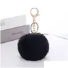 Portachiavi Fluffy Pom Morbido finto Rex Coniglio Palla di pelo Portachiavi per auto Pompon P Portachiavi Portachiavi Borsa da donna Ciondolo Gioielli Drop Deliver Dhr5J