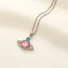 Designer Necklaces for Women Luxury Chain Necklace Rhinestone Pink Diamond Necklace Pendants Wedding Jewelry Accessories