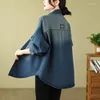 Kvinnors blusar överdimensionerade 2024 Autumn Shirt Denim Shirts Women Wild Casual Long Sleeve Tops