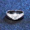 04ct 3mm DF Kleur Ringen Voor Mannen 100% 925 Sterling Zilver Gecertificeerde Bruiloft Verlovingssieraden Diamant Test Pass Gift 240112