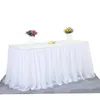 6ft White Tulle Table Skirt Rectangle Round Tables Tutu Ruffle Cloth for Wedding Bridal Shower Birthday Supplies 240112