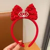 Accessoires pour cheveux, couronne pour enfants, bandeau à paillettes assorti avec perle, nœud rouge, cerceau, couvre-chef pour bébé