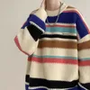 Maglioni da uomo Uomo Donna Pullover Maglione a collo alto Inverno Moda coreana a righe Casual Mantieni caldo lavorato a maglia per