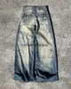 Jeans da uomo Y2K Pantaloni americani Star Hot Diamond Ricamo Vita super alta Uomo Retro Harajuku Pantaloni larghi dritti a gamba largaephemeralew